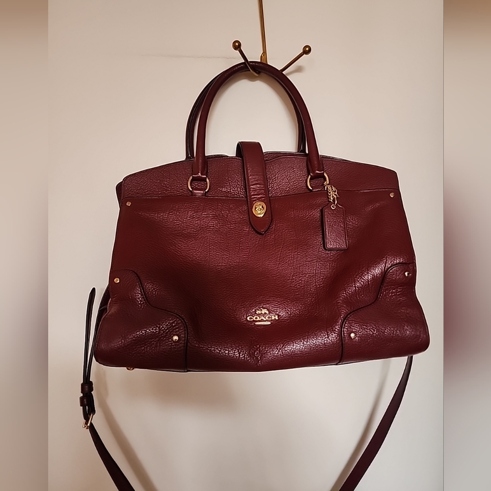 Coach Burgundy Leather Satchel - Picture 2 of 14